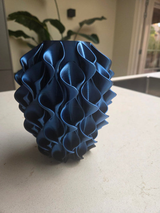 3D - geprinte Lelie Vaas – Blauw/Zwart – 21 cm - 3DTS