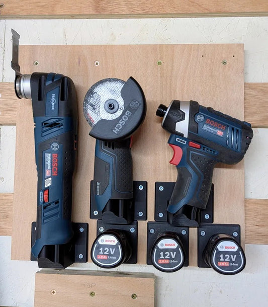 Bosch 12V – Machinehouder (recht of schuin) – PETG - 3DTS