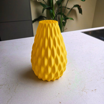 Design Droogbloemen Vaas 3D - geprint – Geel (23 cm hoog) - 3DTS