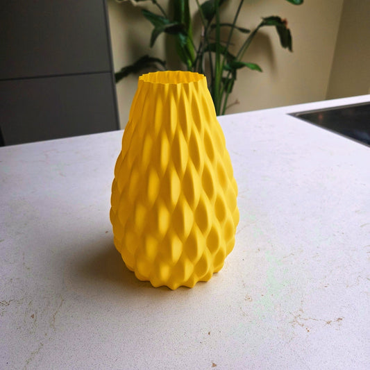 Design Droogbloemen Vaas 3D - geprint – Geel (23 cm hoog) - 3DTS