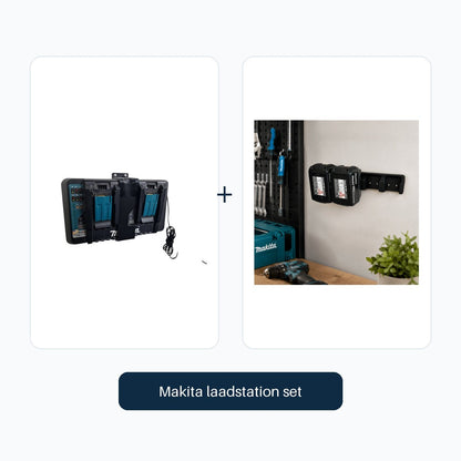 Makita DC18RD Duo Laadstation Set - Duo Opladerhouder + 4-voudige Accuhouder - 3DTS