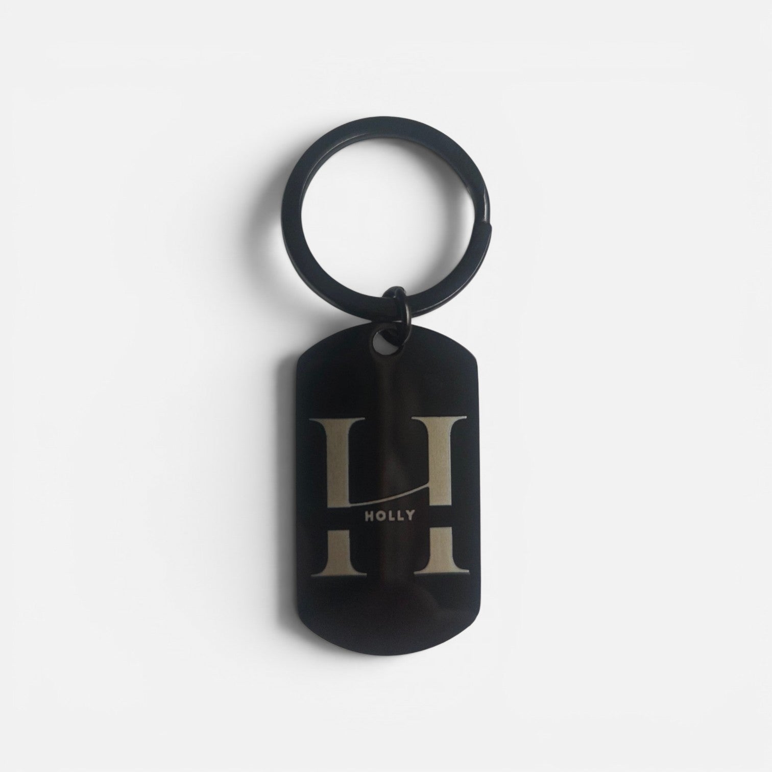 RVS dogtag sleutelhanger zwart met naam – gegraveerd - 3DTS
