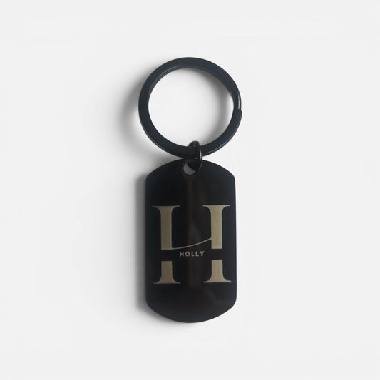 RVS dogtag sleutelhanger zwart met naam – gegraveerd - 3DTS