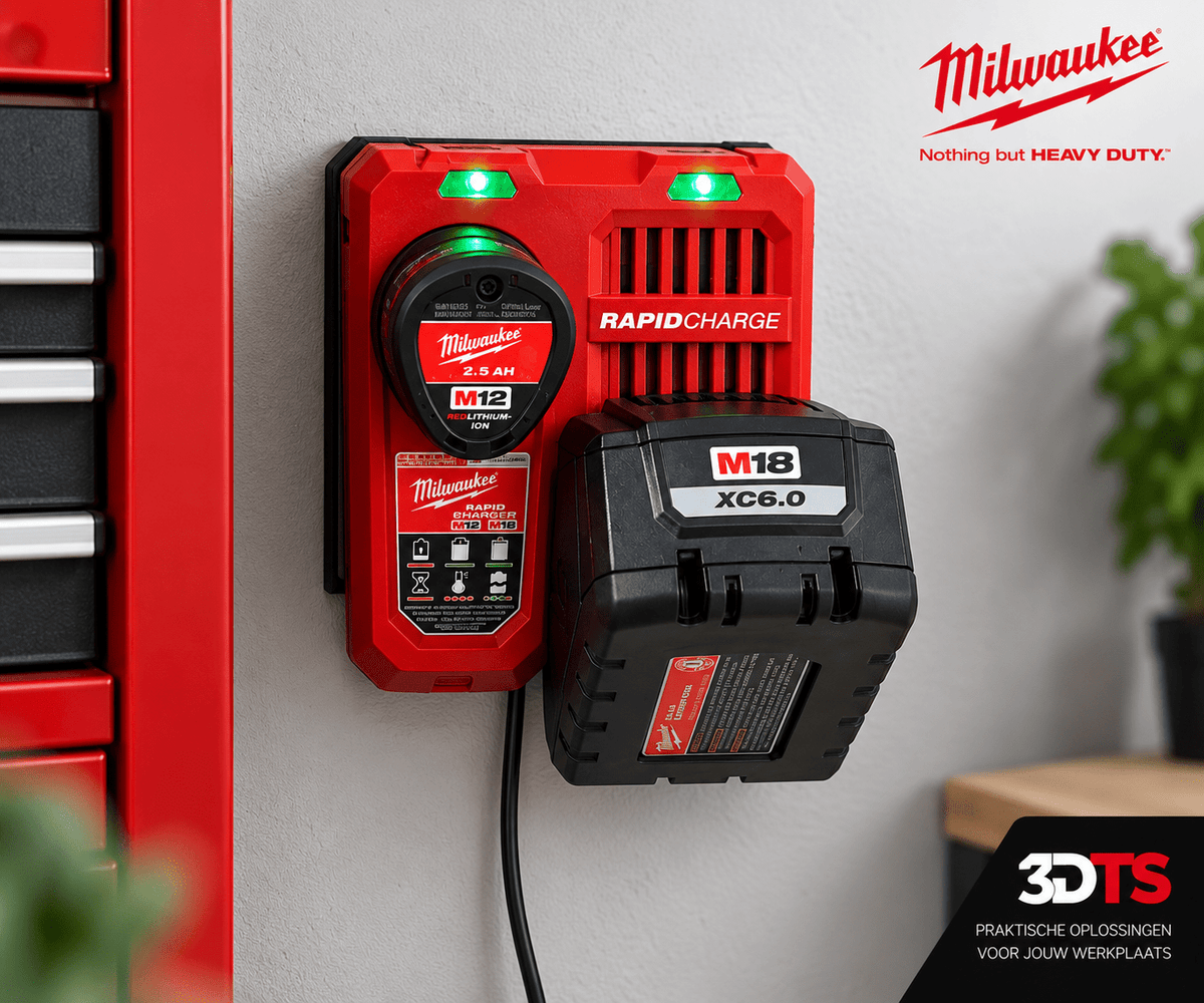 Wandhouder voor Milwaukee M18/M12 Rapid Charger – PETG - 3DTS